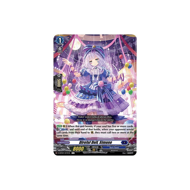 Vanguard_TCG_card_D-BT01_074EN_C_Direful_Doll_Simone_Genesis_of_the_Five_Greats