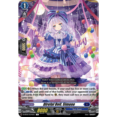 Vanguard_TCG_card_D-BT01_074EN_C_Direful_Doll_Simone_Genesis_of_the_Five_Greats