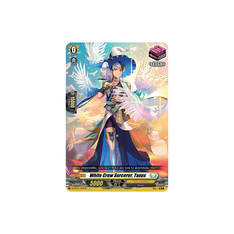 Vanguard_TCG_card_D-BT01_104EN_C_White_Crow_Sorcerer_Taxus_Genesis_of_the_Five_Greats