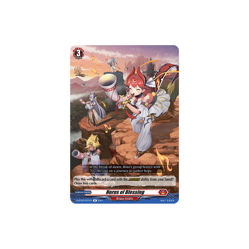 Vanguard_TCG_card_D-BT02_031EN_R_Horns_of_Blessing_A_Brush_with_the_Legends