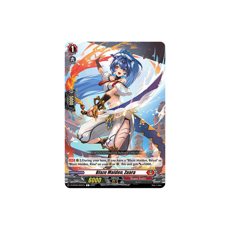Vanguard_TCG_card_D-BT02_065EN_C_Blaze_Maiden_Zaara_A_Brush_with_the_Legends