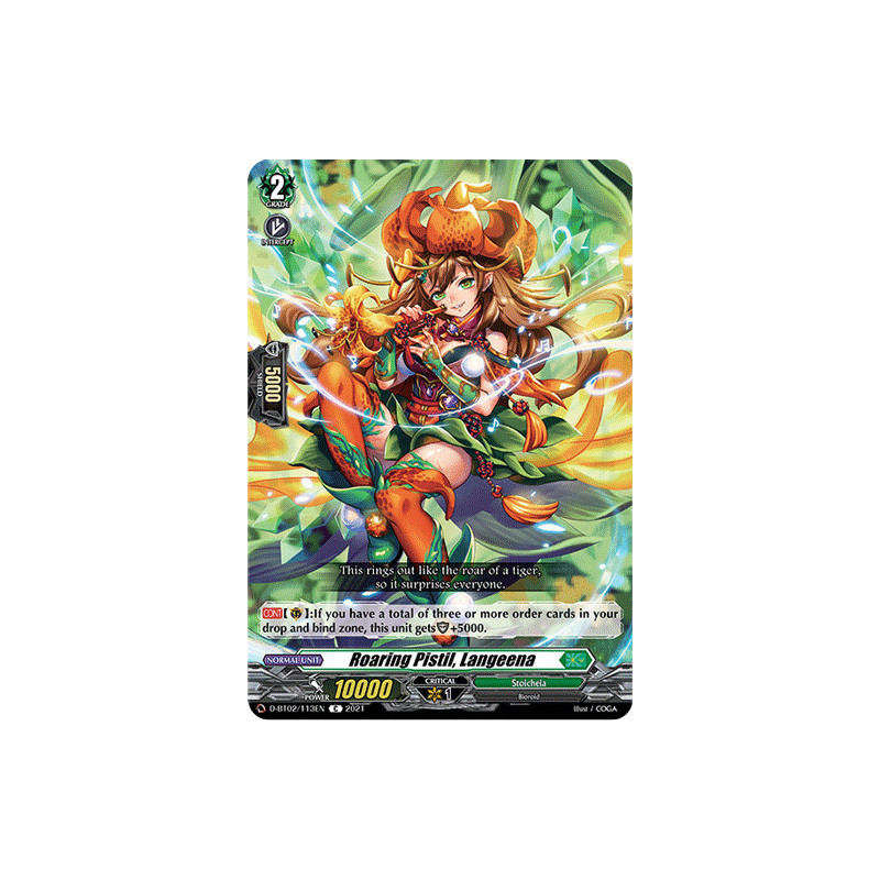 Vanguard_TCG_card_D-BT02_113EN_C_Roaring_Pistil_Langeena_A_Brush_with_the_Legends