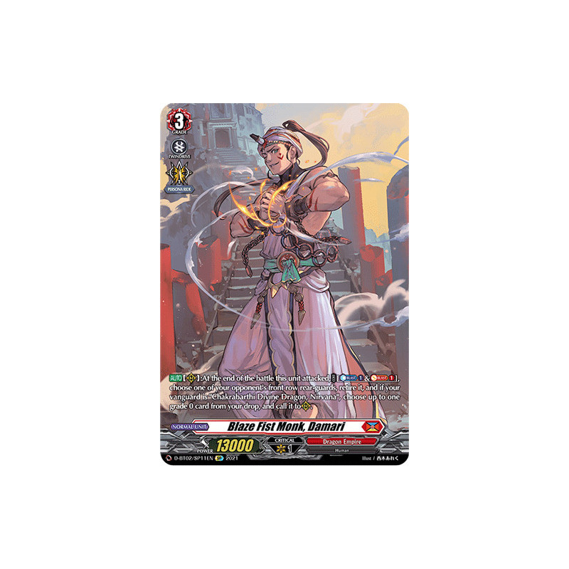 Vanguard_TCG_card_D-BT02_SP11EN_SP_Blaze_Fist_Monk_Damari_A_Brush_with_the_Legends