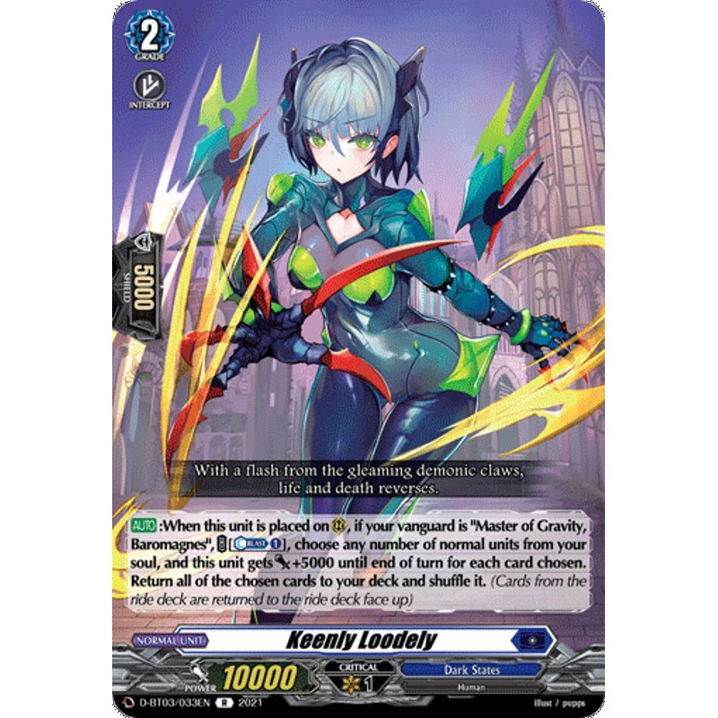 Vanguard_TCG_card_D-BT03_033EN_R_Keenly_Loodely_Advance_of_Intertwined_Stars