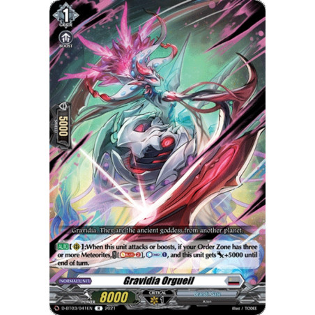 Vanguard_TCG_card_D-BT03_041EN_R_Gravidia_Orgueil_Advance_of_Intertwined_Stars