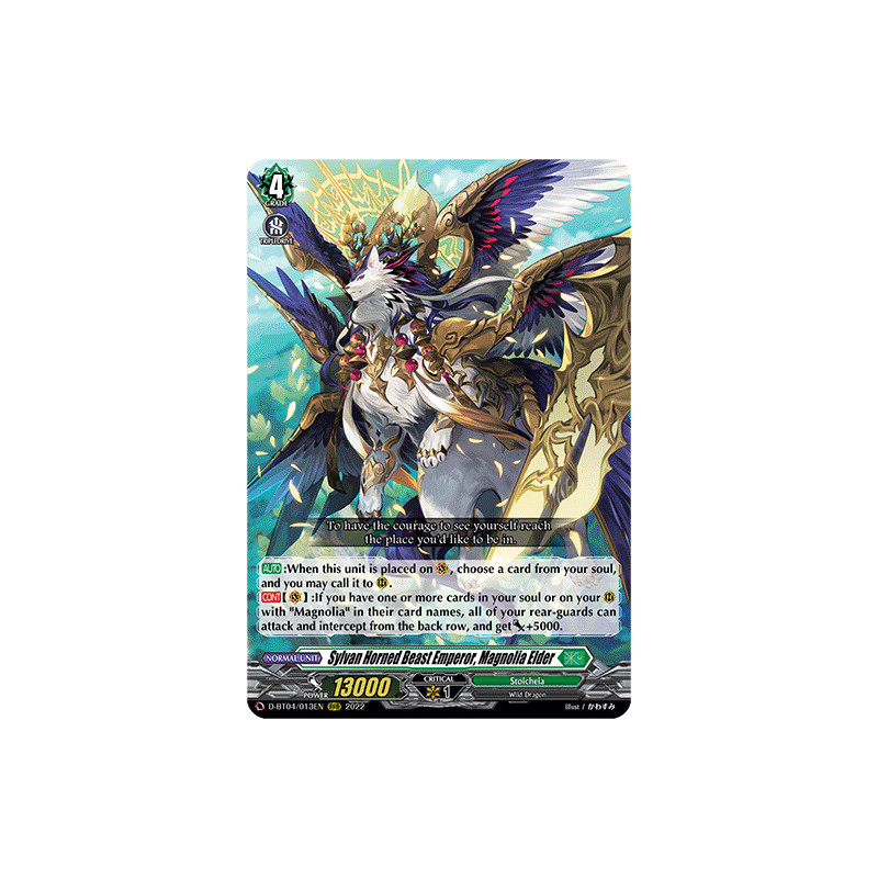 Vanguard_TCG_card_D-BT04_013EN_RRR_Sylvan_Horned_Beast_Emperor_Magnolia_Elder_Awakening_of_Chakrabarthi