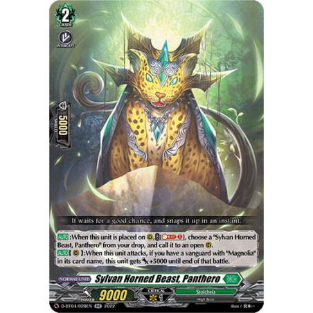 Vanguard_TCG_card_D-BT04_028EN_RR_Sylvan_Horned_Beast_Panthero_Awakening_of_Chakrabarthi