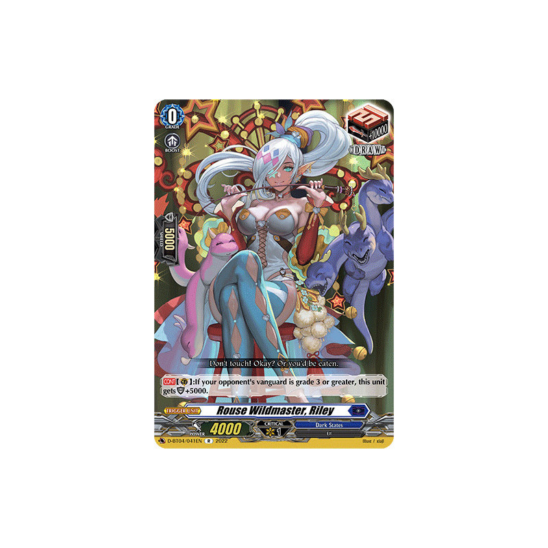 Vanguard_TCG_card_D-BT04_041EN_R_Rouse_Wildmaster_Riley_Awakening_of_Chakrabarthi