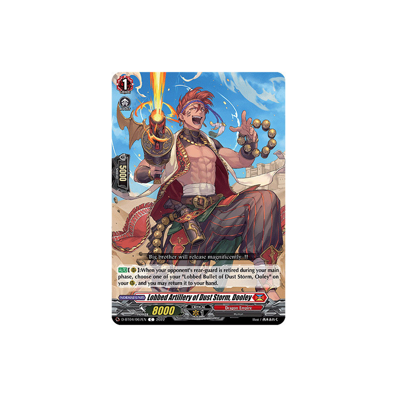 Vanguard_TCG_card_D-BT04_067EN_C_Lobbed_Artillery_of_Dust_Storm_Dooley_Awakening_of_Chakrabarthi