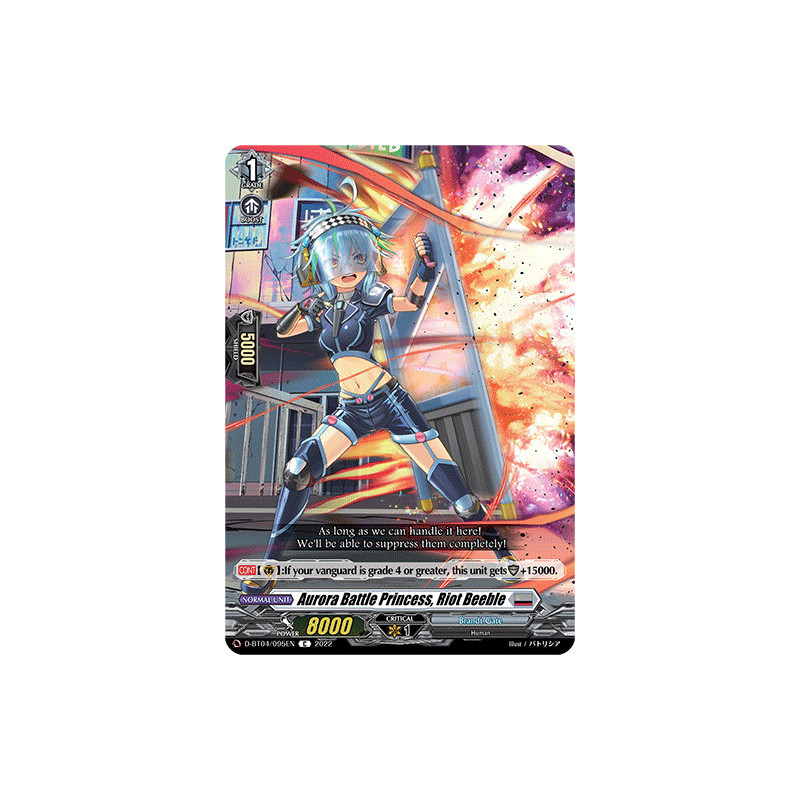 Vanguard_TCG_card_D-BT04_095EN_C_Aurora_Battle_Princess_Riot_Beeble_Awakening_of_Chakrabarthi
