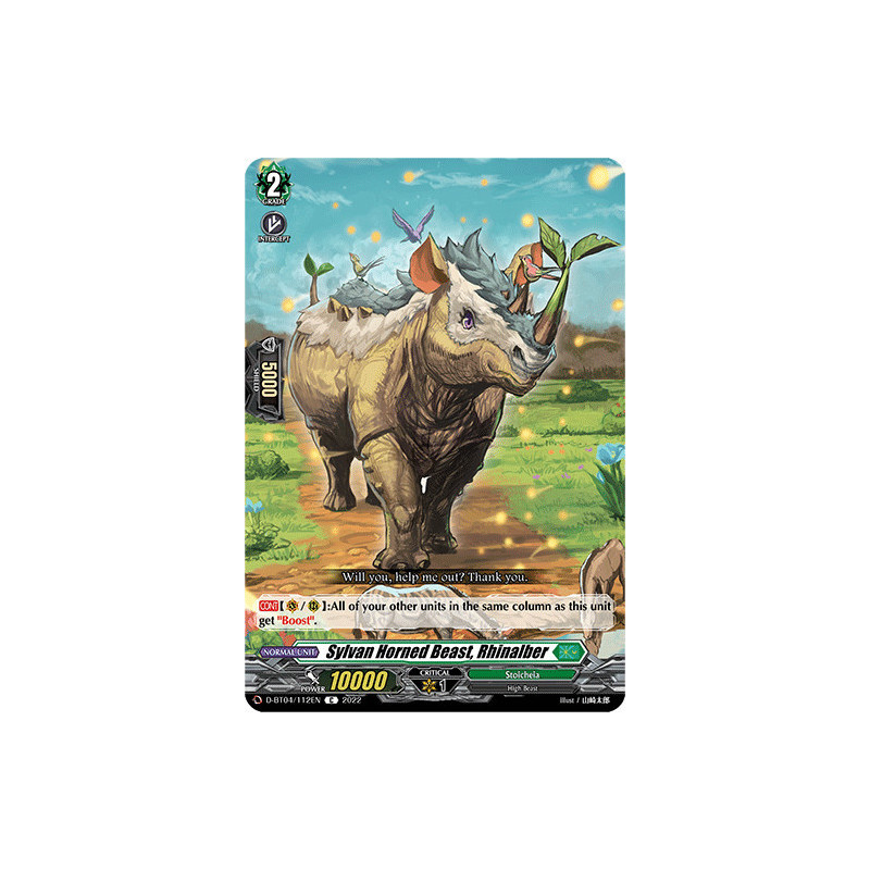 Vanguard_TCG_card_D-BT04_112EN_C_Sylvan_Horned_Beast_Rhinalber_Awakening_of_Chakrabarthi