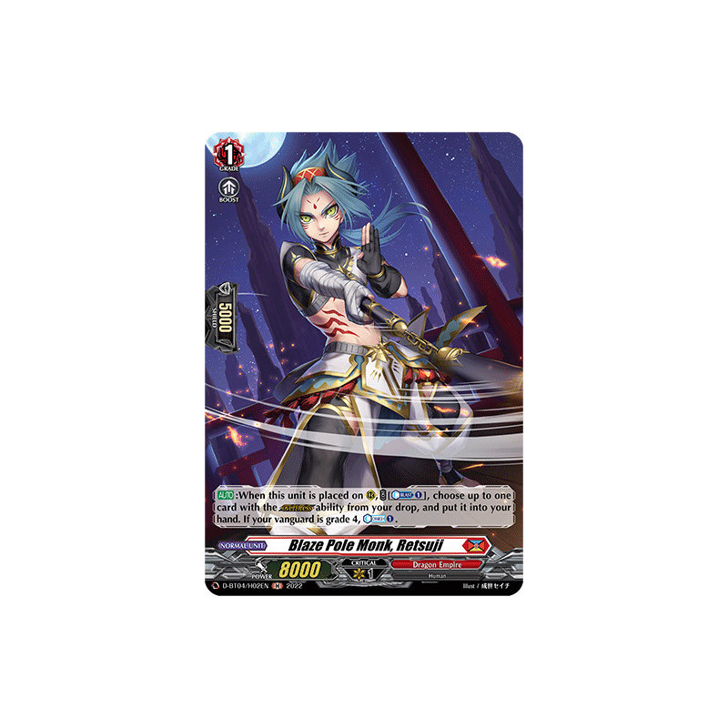 Vanguard_TCG_card_D-BT04_H02EN_H_Blaze_Pole_Monk_Retsuji_Awakening_of_Chakrabarthi