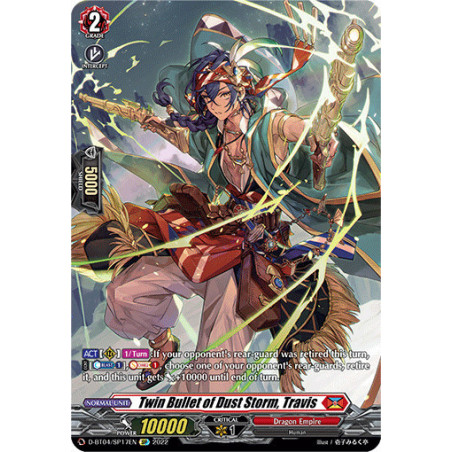 Vanguard_TCG_card_D-BT04_SP17EN_SP_Twin_Bullet_of_Dust_Storm_Travis_Awakening_of_Chakrabarthi
