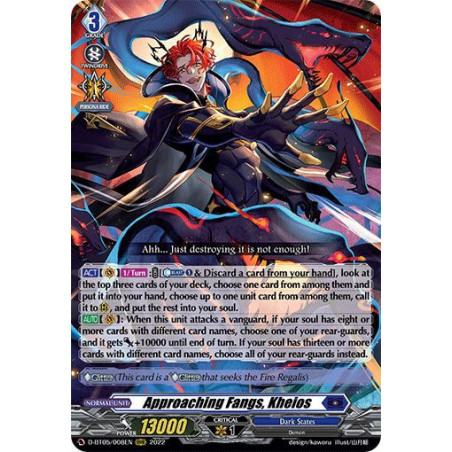 Vanguard_TCG_card_D-BT05_008EN_RRR_Approaching_Fangs_Kheios_Triumphant_Return_of_the_Brave_Heroes
