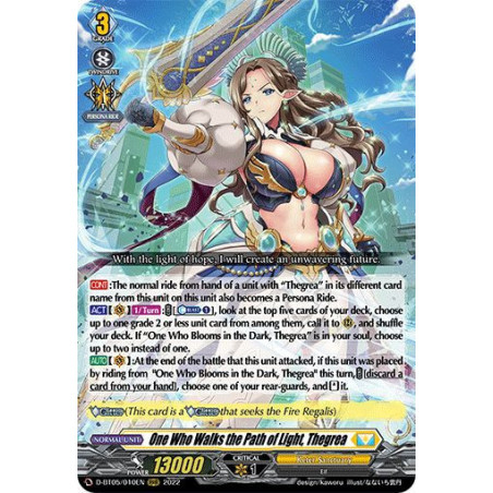 Vanguard_TCG_card_D-BT05_010EN_RRR_One_Who_Walks_the_Path_of_Light_Thegrea_Triumphant_Return_of_the_Brave_Heroes