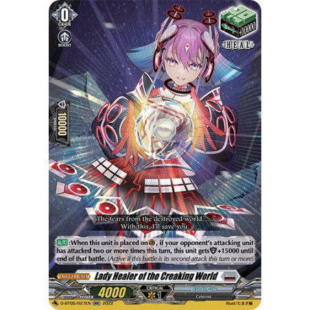 Vanguard_TCG_card_D-BT05_027EN_RR_Lady_Healer_of_the_Creaking_World_Triumphant_Return_of_the_Brave_Heroes