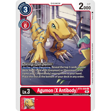 Digimon_TCG_BT9-008_Agumon_(X_Antibody)_Uncommon_X_Record_Card_Game