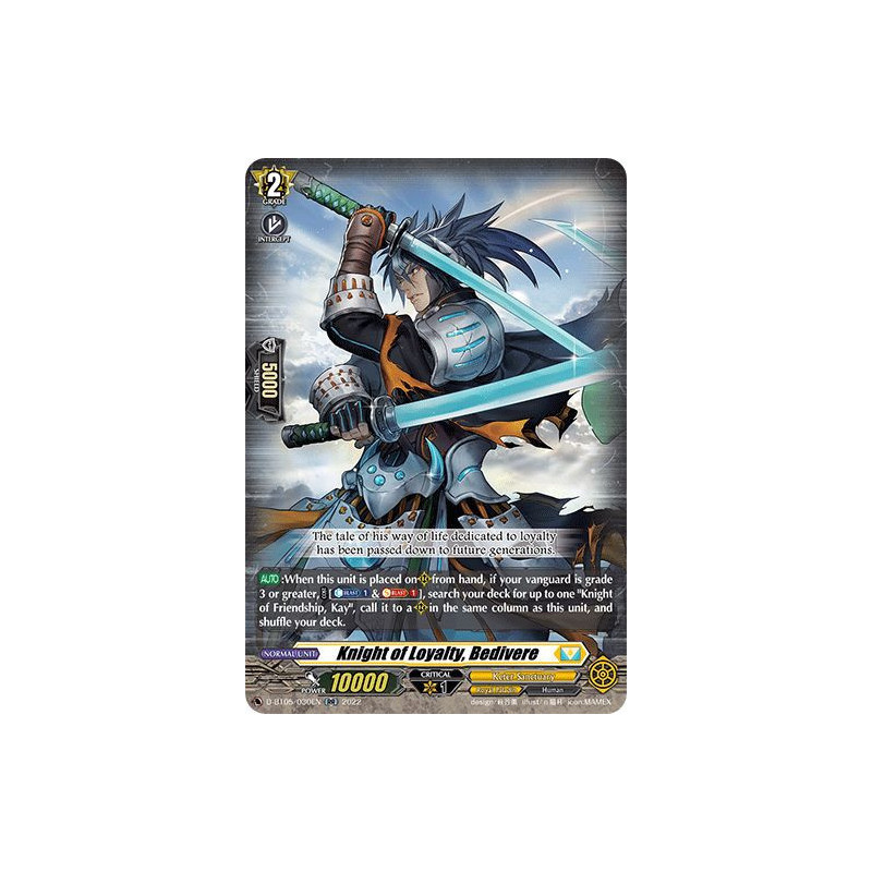 Vanguard_TCG_card_D-BT05_030EN_RR_Knight_of_Loyalty_Bedivere_Triumphant_Return_of_the_Brave_Heroes