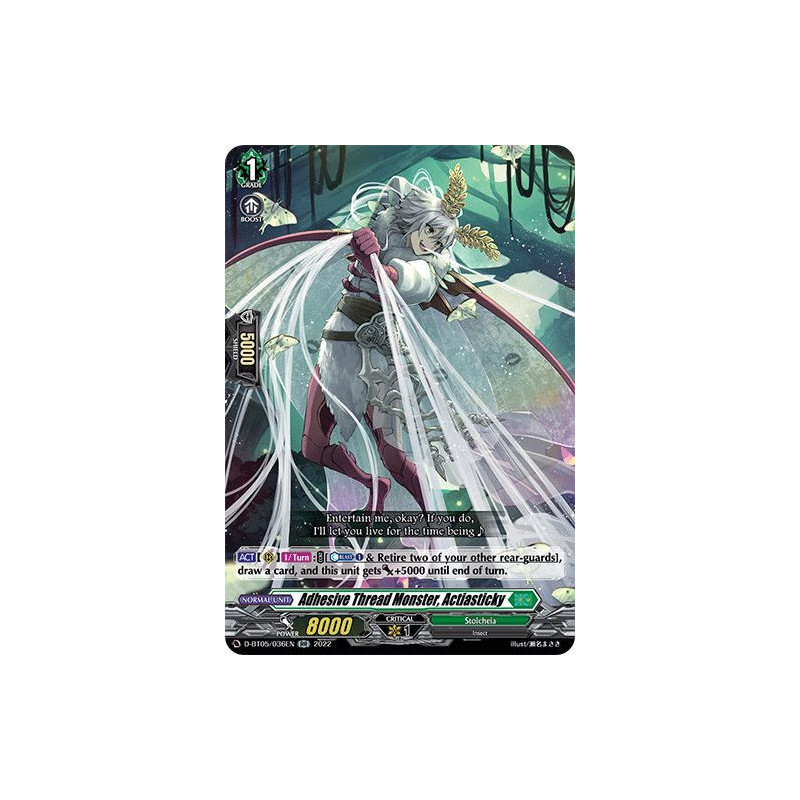 Vanguard_TCG_card_D-BT05_036EN_RR_Adhesive_Thread_Monster_Actiasticky_Triumphant_Return_of_the_Brave_Heroes