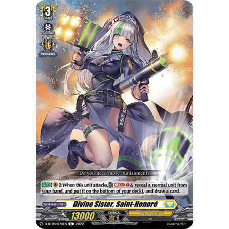 Vanguard_TCG_card_D-BT05_076EN_C_Divine_Sister_Saint-Honore_Triumphant_Return_of_the_Brave_Heroes