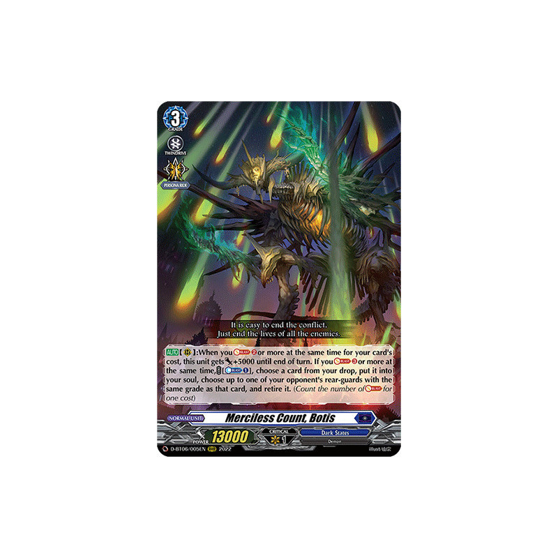 Vanguard_TCG_card_D-BT06_005EN_RRR_Merciless_Count_Botis_Blazing_Dragon_Reborn
