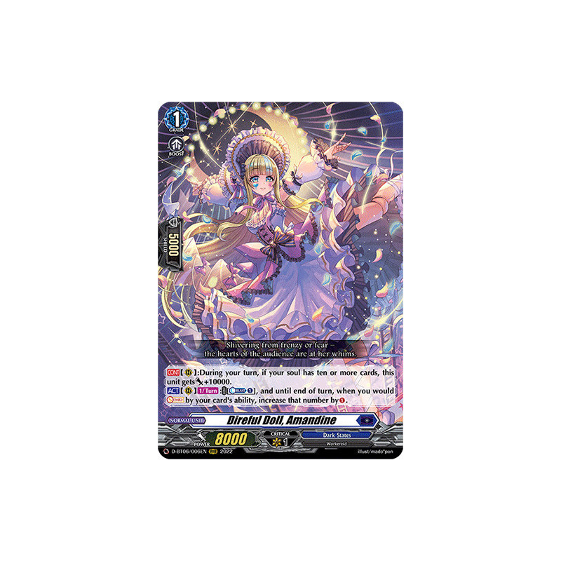 Vanguard_TCG_card_D-BT06_006EN_RRR_Direful_Doll_Amandine_Blazing_Dragon_Reborn
