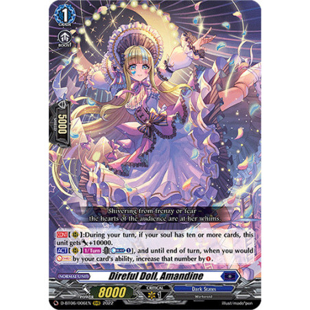Vanguard_TCG_card_D-BT06_006EN_RRR_Direful_Doll_Amandine_Blazing_Dragon_Reborn