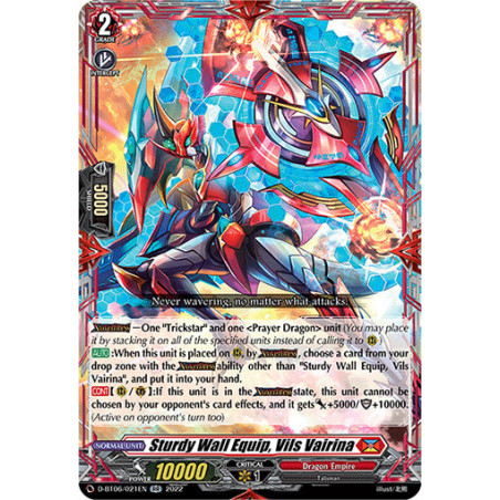 Vanguard_TCG_card_D-BT06_021EN_RR_Sturdy_Wall_Equip_Vils_Vairina_Blazing_Dragon_Reborn