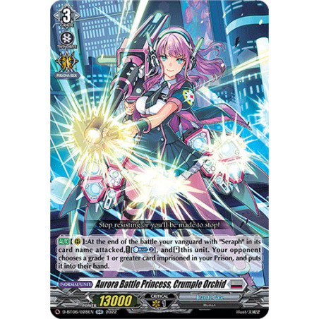 Vanguard_TCG_card_D-BT06_028EN_RR_Aurora_Battle_Princess_Crumple_Orchid_Blazing_Dragon_Reborn