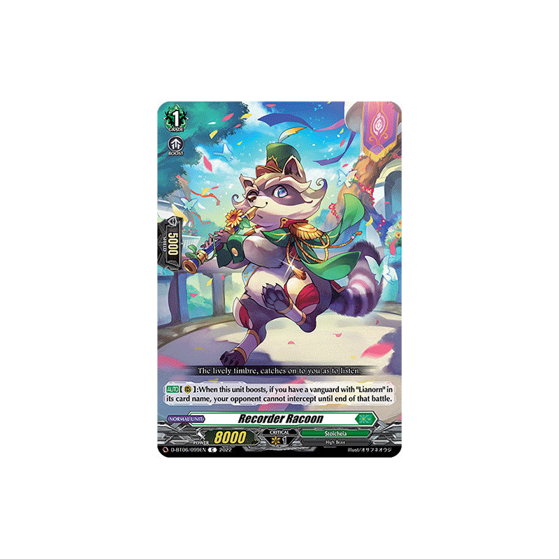 Vanguard_TCG_card_D-BT06_099EN_C_Recorder_Racoon_Blazing_Dragon_Reborn