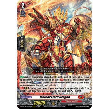 Vanguard_TCG_card_D-BT07_002EN_RRR_Meteor_Flare_Dragon_Raging_Flames_Against_Emerald_Storm