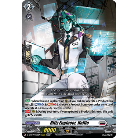 Vanguard_TCG_card_D-BT07_009EN_RRR_Blitz_Engineer_Hoflio_Raging_Flames_Against_Emerald_Storm