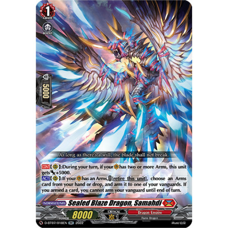Vanguard_TCG_card_D-BT07_018EN_RR_Sealed_Blaze_Dragon_Samahdi_Raging_Flames_Against_Emerald_Storm
