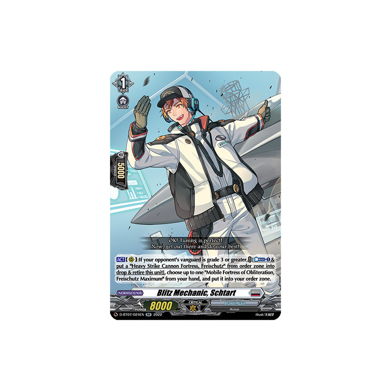 Vanguard_TCG_card_D-BT07_024EN_RR_Blitz_Mechanic_Schtart_Raging_Flames_Against_Emerald_Storm