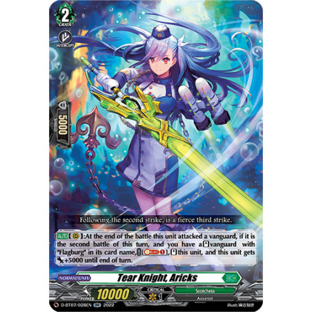 Vanguard_TCG_card_D-BT07_028EN_RR_Tear_Knight_Aricks_Raging_Flames_Against_Emerald_Storm