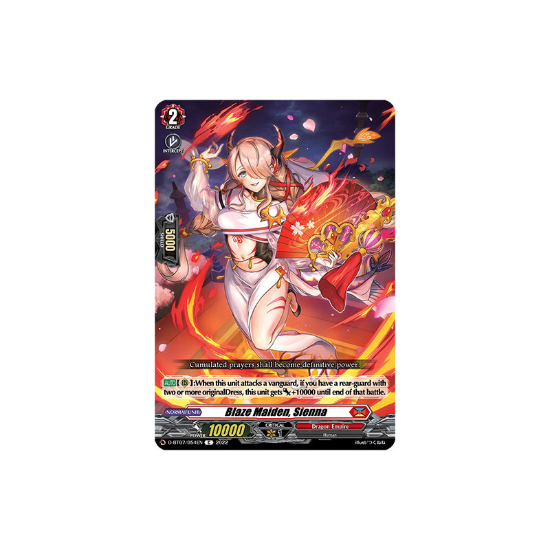 Vanguard_TCG_card_D-BT07_054EN_C_Blaze_Maiden_Sienna_Raging_Flames_Against_Emerald_Storm