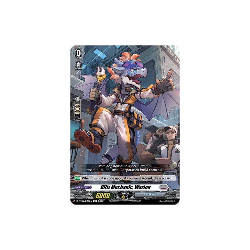 Vanguard_TCG_card_D-BT07_072EN_C_Blitz_Mechanic_Warton_Raging_Flames_Against_Emerald_Storm