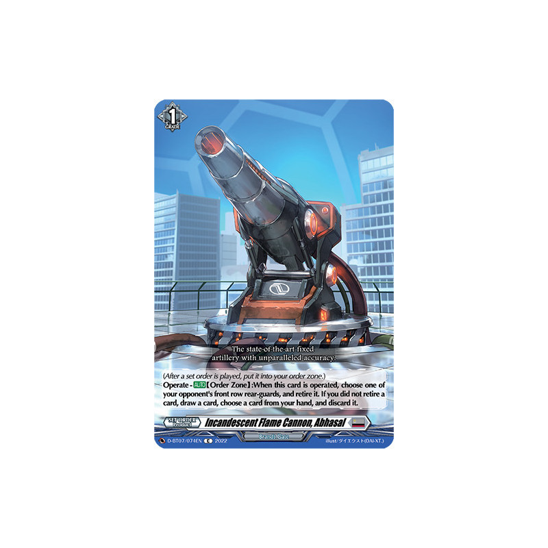 Vanguard_TCG_card_D-BT07_074EN_C_Incandescent_Flame_Cannon_Abhasal_Raging_Flames_Against_Emerald_Storm