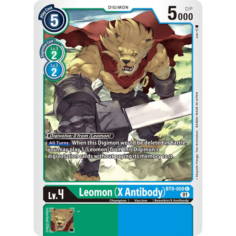 Digimon_TCG_BT9-050_Leomon_(X_Antibody)_Common_X_Record_Card_Game