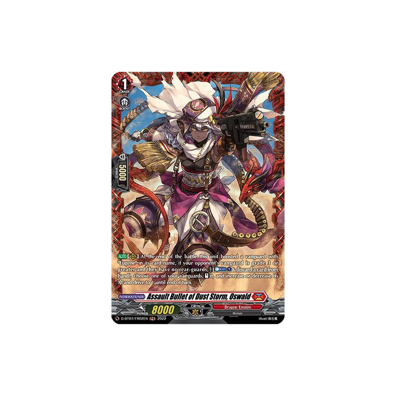 Vanguard_TCG_card_D-BT07_FR02EN_FR_Assault_Bullet_of_Dust_Storm_Oswald_Raging_Flames_Against_Emerald_Storm