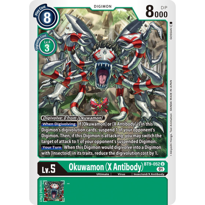 Digimon_TCG_BT9-052_Okuwamon_(X_Antibody)_Uncommon_X_Record_Card_Game