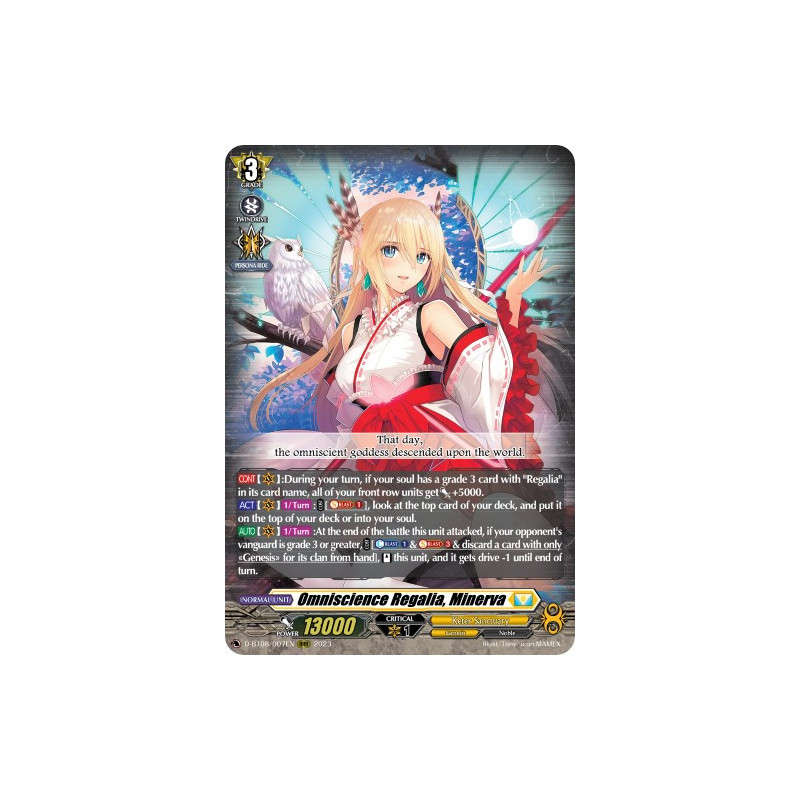 Vanguard_TCG_card_D-BT08_007EN_RRR_Omniscience_Regalia_Minerva_Minerva_Rising