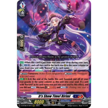 Vanguard_TCG_card_D-BT08_012EN_RRR_It_s_Show_Time_Ririmi_Minerva_Rising