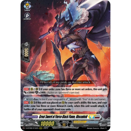 Vanguard_TCG_card_D-BT08_015EN_RRR_Great_Sword_of_Fierce_Black_Flame_Obscudeid_Minerva_Rising