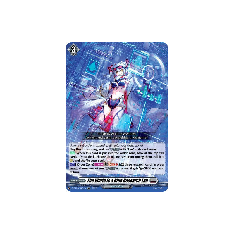 Vanguard_TCG_card_D-BT08_025EN_RR_The_World_is_a_Blue_Research_Lab_Minerva_Rising