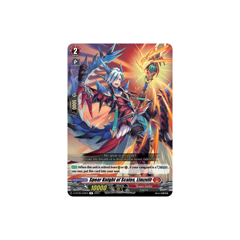 Vanguard_TCG_card_D-BT08_036EN_R_Spear_Knight_of_Scales_Limzviit_Minerva_Rising