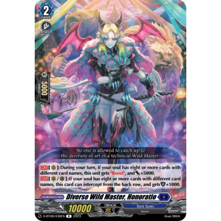 Vanguard_TCG_card_D-BT08_039EN_R_Diverse_Wild_Master_Honoratio_Minerva_Rising