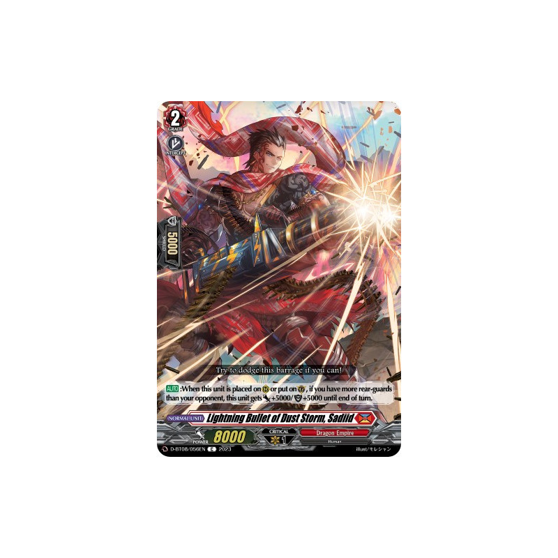 Vanguard_TCG_card_D-BT08_056EN_C_Lightning_Bullet_of_Dust_Storm_Sadiid_Minerva_Rising