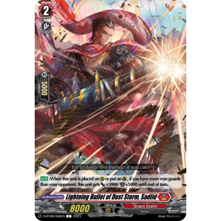 Vanguard_TCG_card_D-BT08_056EN_C_Lightning_Bullet_of_Dust_Storm_Sadiid_Minerva_Rising