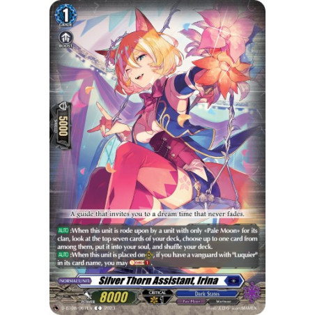 Vanguard_TCG_card_D-BT08_067EN_C_Silver_Thorn_Assistant_Irina_Minerva_Rising